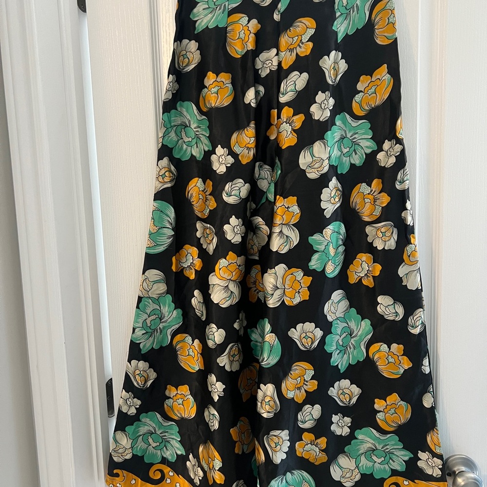 Floral Culotte Pants in Black, Green, and Orange